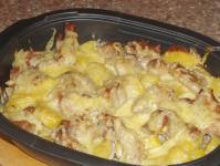 Potatoes baked in cream with chicken Recipes for baked potatoes with chicken and cream
