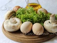 Delicious scrambled eggs with champignons Omelette with champignons recipe in the oven